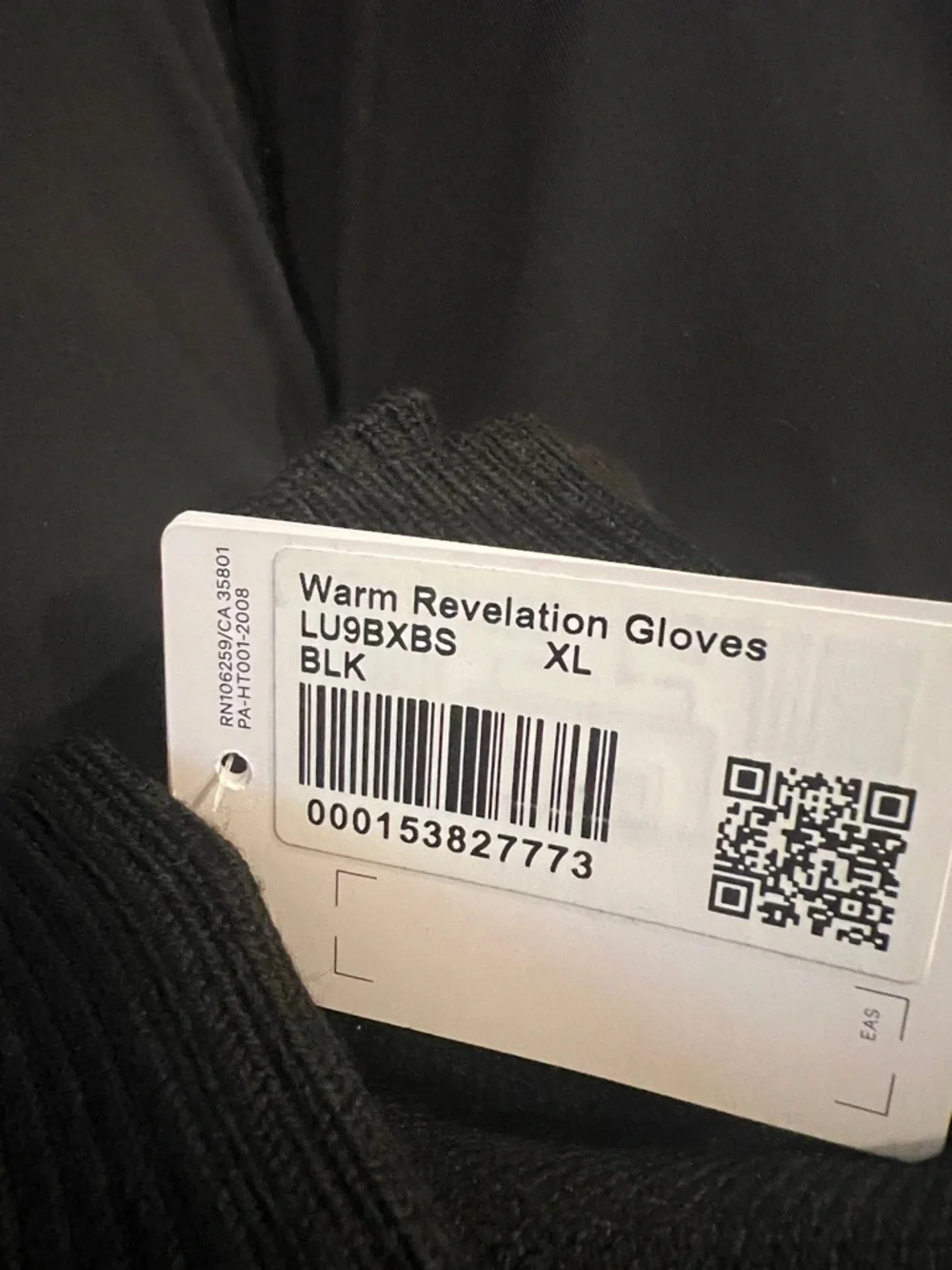 Lululemon Warm Revelation Gloves Black XL Merino Wool Blend